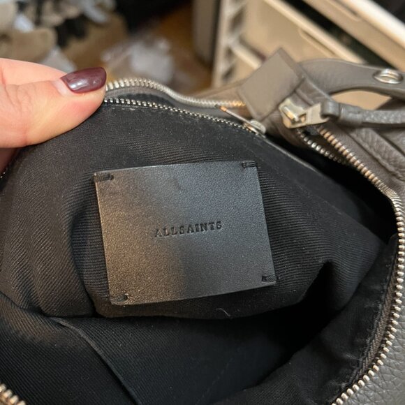 AllSaints Kita Convertible Leather Backpack in Storm Grey - Picture 5 of 6